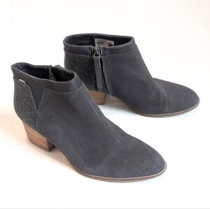 TOMS Loren Women's Great Suede Leather Block Heel Ankle Booties Size 9